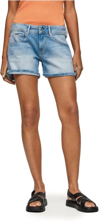 Pepe Jeans Blauwe Rits Shorts Lente Zomer Vrouwen Blue Dames