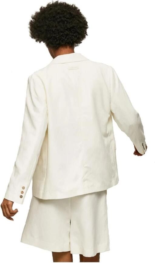 Pepe Jeans Linnen Reversibel Jas met Knoopsluiting White Dames