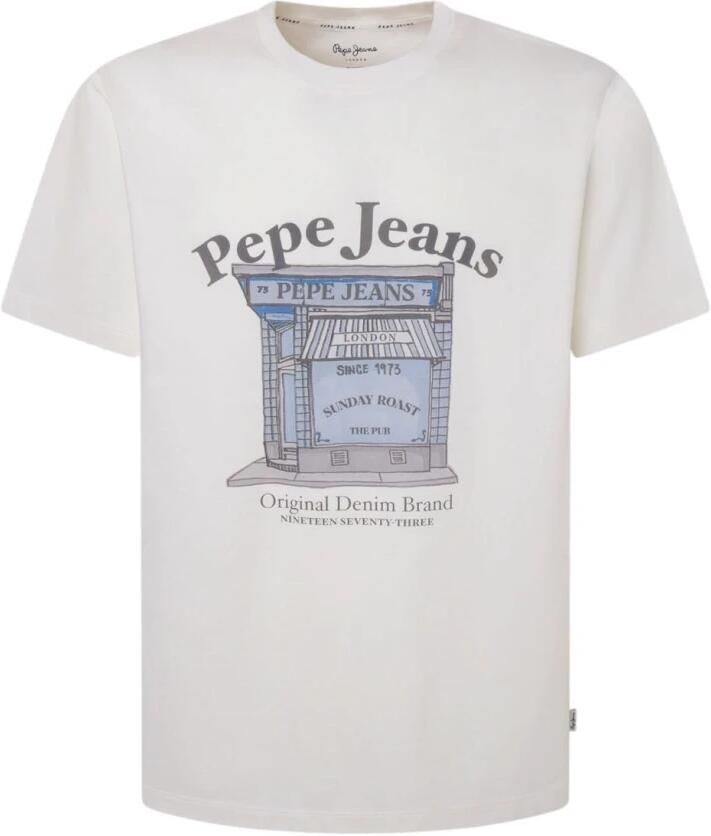 Pepe Jeans Casual Ronde Hals Katoenen T-shirt White Heren
