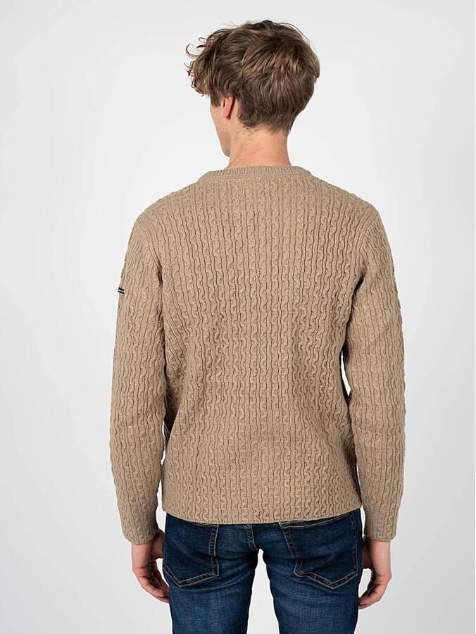 Pepe Jeans Eenvoudige Gebreide Trui met Decoratief Patroon Beige Heren