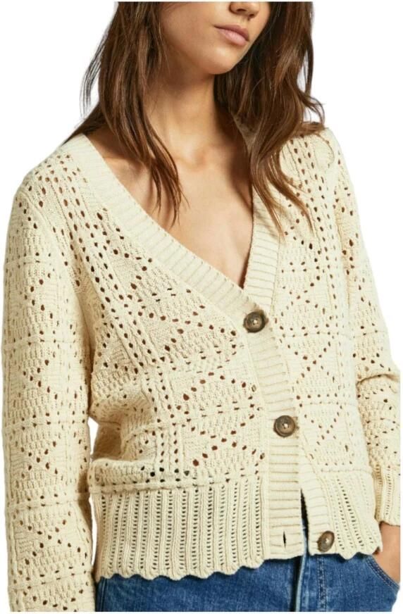 Pepe Jeans Elegante Cardigan met knoopsluiting Beige Dames