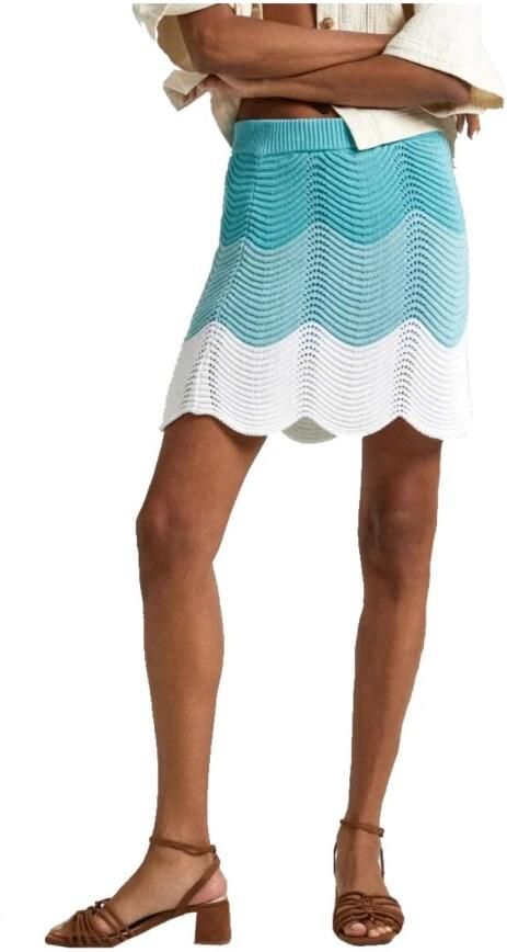 Pepe Jeans Elegante Gehaakte Rok Blue Dames