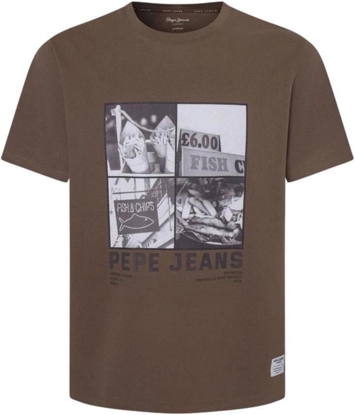 Pepe Jeans Fish&Chips Fotoprint T-shirt Brown Heren