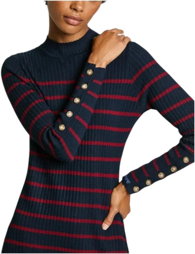 Pepe Jeans Gestreepte Midi Jurk met Knoopdetail Multicolor Dames