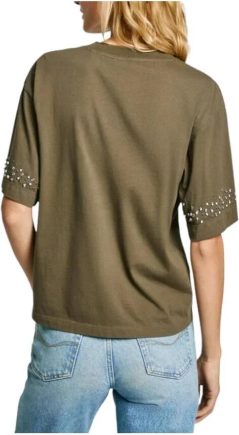 Pepe Jeans Groene gemêleerde T-shirt met strass Green Dames - Foto 2