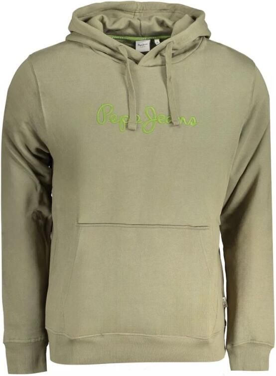 Pepe Jeans Groene hoodie met geborduurd logo Green Heren