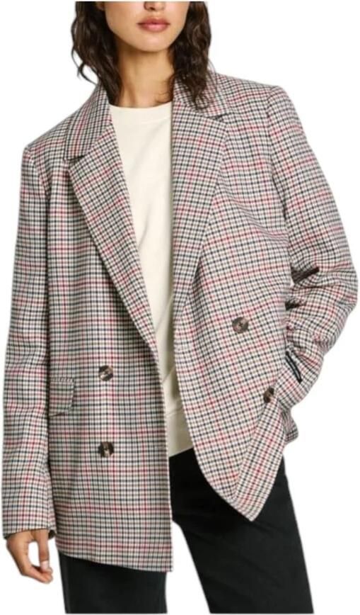 Pepe Jeans Houndstooth Blazer Jas Verhoog Stijl Multicolor Dames - Foto 3