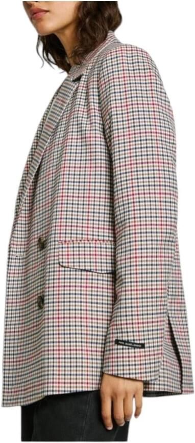 Pepe Jeans Houndstooth Blazer Jas Verhoog Stijl Multicolor Dames - Foto 2