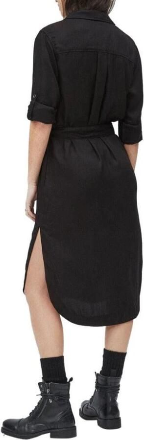 Pepe Jeans V-Hals Jurk in Effen Kleur met Knoopsluiting Black Dames - Foto 2