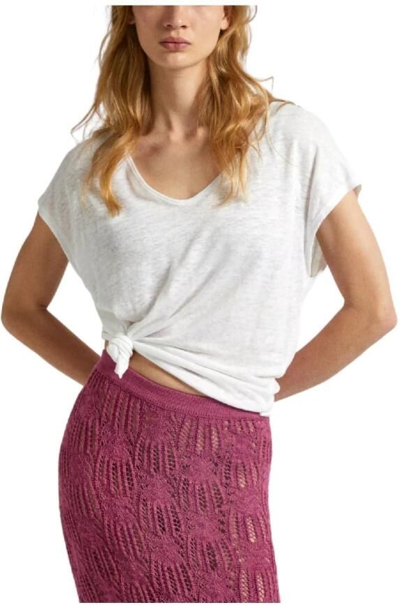 Pepe Jeans Lottie Linnen T-shirt White Dames - Foto 3
