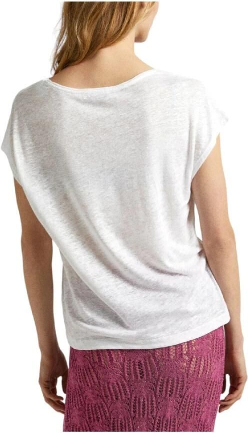 Pepe Jeans Lottie Linnen T-shirt White Dames