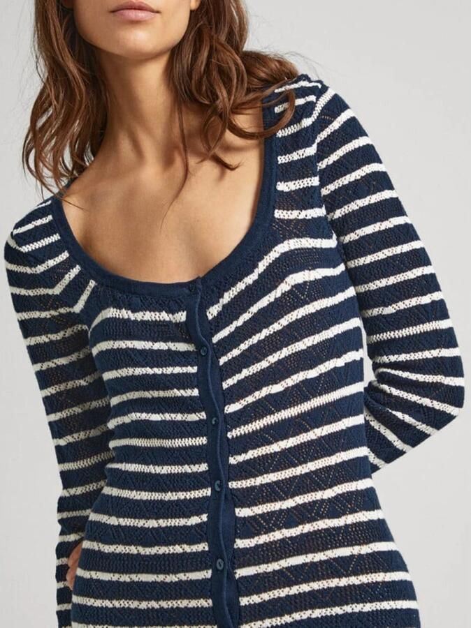 Pepe Jeans Maxi-jurk FRANCES DRESS van katoenbrei met linnen