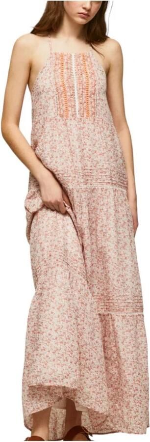 Pepe Jeans Bloemen Jurk met Vierkante Halslijn Pink Dames - Foto 2