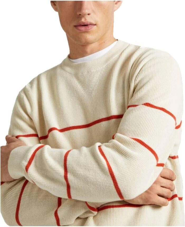 Pepe Jeans Moderne Gestreepte Katoenen Trui White Heren
