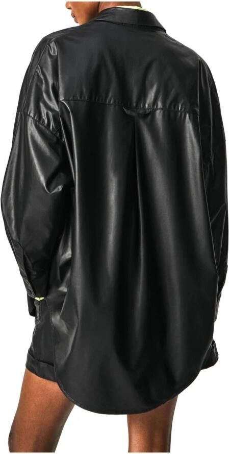 Pepe Jeans Blouse met lange mouwen Carla van glanzende pu kwaliteit met opgestikte borstzakken