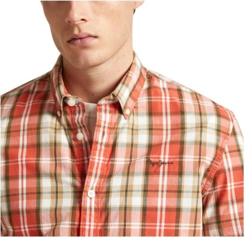 Pepe Jeans Peterson Overhemd Hoogwaardig katoen veelzijdig ontwerp Orange Heren