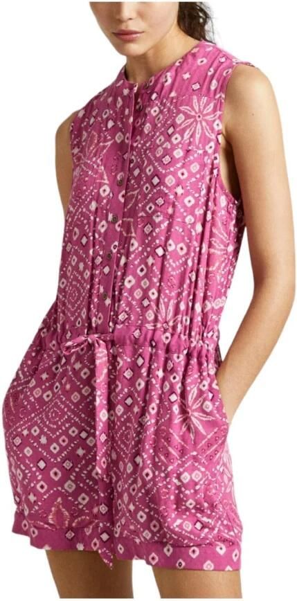 Pepe Jeans Roze Bloemen Mouwloze Jumpsuit Pink Dames - Foto 3