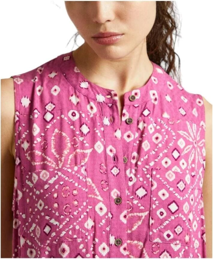 Pepe Jeans Roze Bloemen Mouwloze Jumpsuit Pink Dames