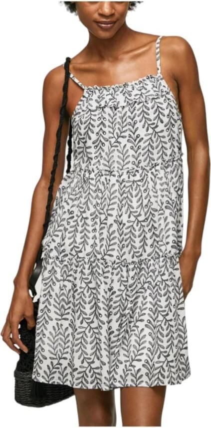 Pepe Jeans Blauwe Print Vierkante Hals Jurk Blue Dames - Foto 3