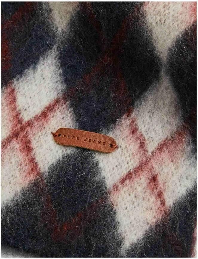 Pepe Jeans Sjaal met Diamantpatroon in Wit Rood en Marineblauw Multicolor Dames