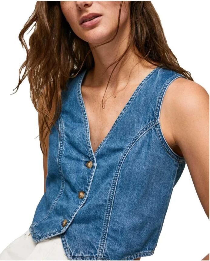Pepe Jeans Sleeveless Tops Blauw Dames