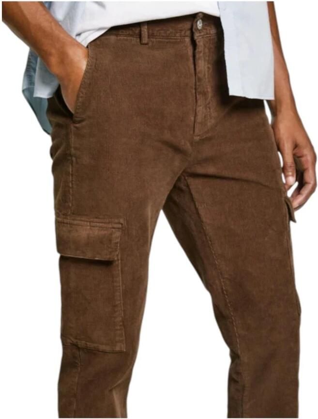 Pepe Jeans Slim Cargo Corduroy Broek Brown Heren