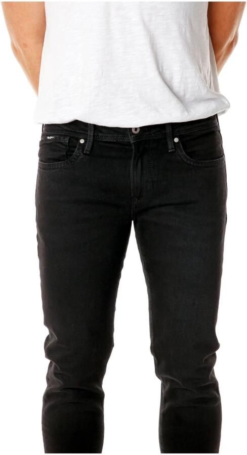 Pepe Jeans Slim Fit Jeans met lage taille Black Heren