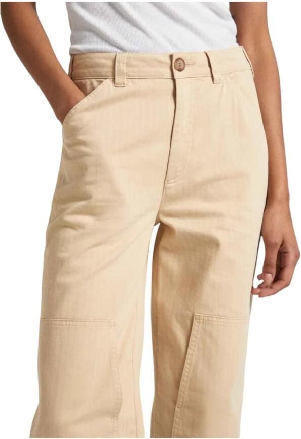 Pepe Jeans Werkbroek met Patch Details Beige Dames