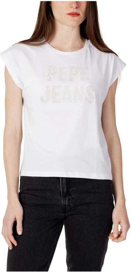 Pepe Jeans Wit Print Ronde Hals T-Shirt White Dames