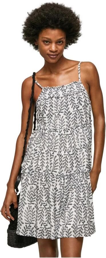 Pepe Jeans Blauwe Print Vierkante Hals Jurk Blue Dames - Foto 4