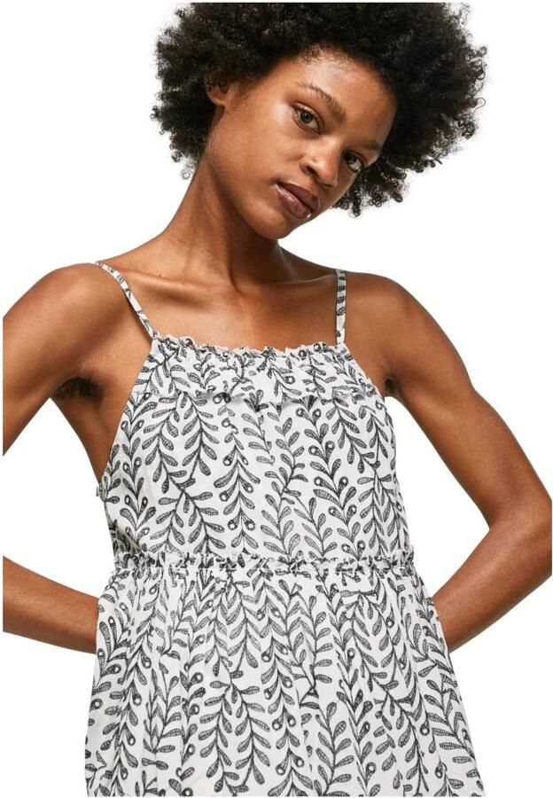 Pepe Jeans Blauwe Print Vierkante Hals Jurk Blue Dames - Foto 2