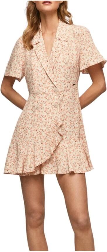 Pepe Jeans Bloemen Knoopsluiting Jurk Orange Dames - Foto 3