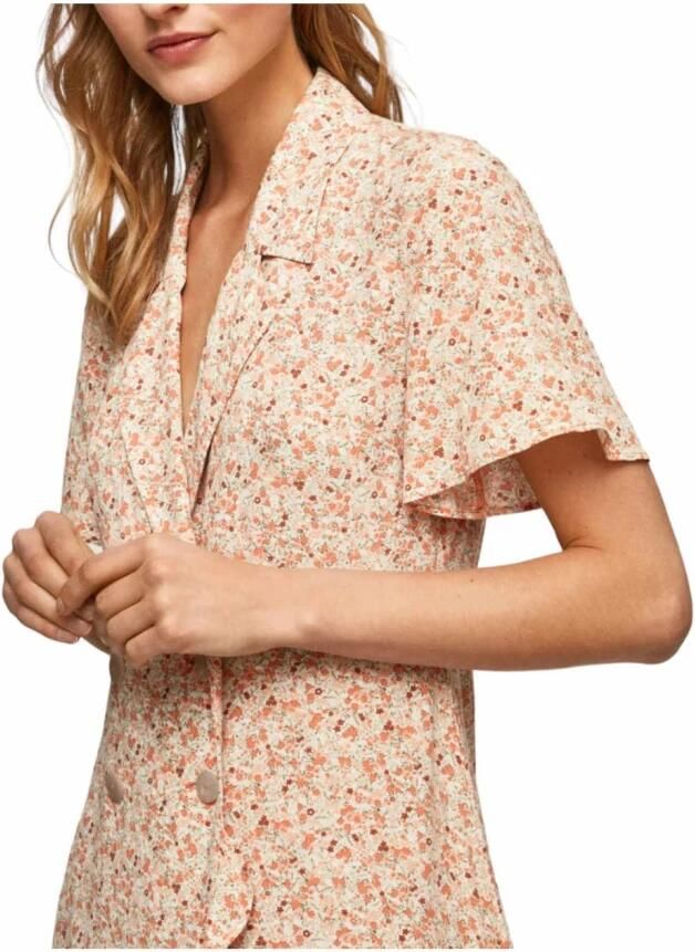 Pepe Jeans Bloemen Knoopsluiting Jurk Orange Dames