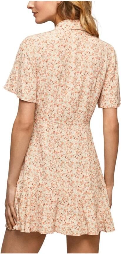 Pepe Jeans Bloemen Knoopsluiting Jurk Orange Dames - Foto 2