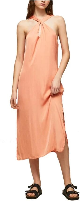 Pepe Jeans Koraal Mouwloze Jurk voor Vrouwen Orange Dames