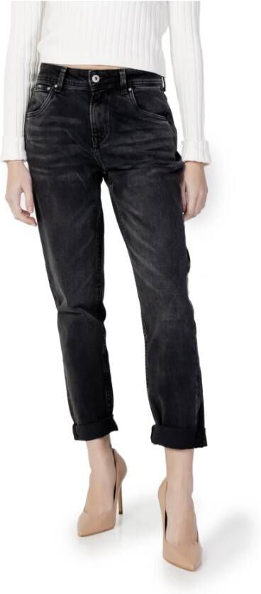 Pepe Jeans Zwarte effen dames jeans met ritssluiting en knoopsluiting Black Dames