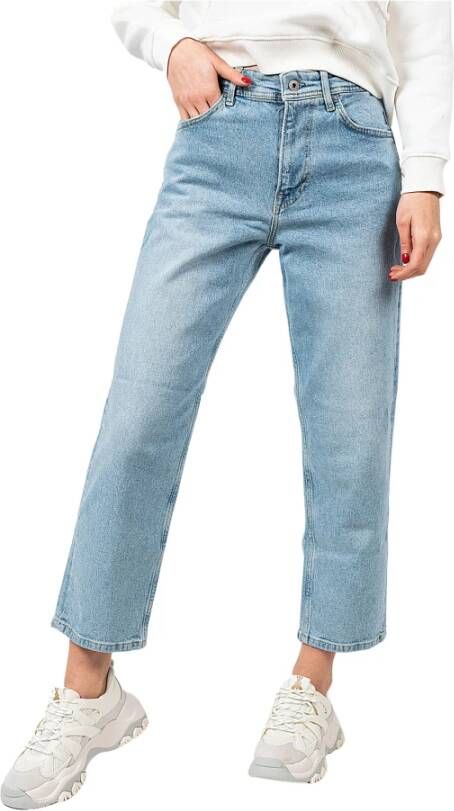 Pepe Jeans High Waist Slim-fit Jeans met Spiraal Effect Blue Dames