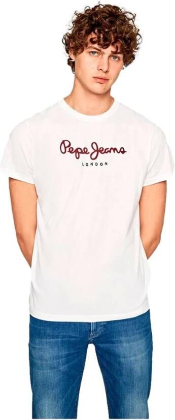 Pepe Jeans Casual Heren T-shirt Eggo Pm508208 White Heren