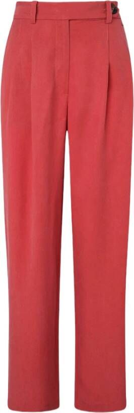 Pepe Jeans Koraalrode effen broek voor dames Red Dames
