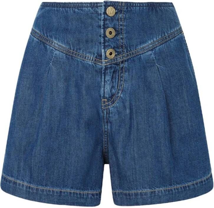 Pepe Jeans Blauwe Shorts met Knopen voor Vrouwen Blue Dames