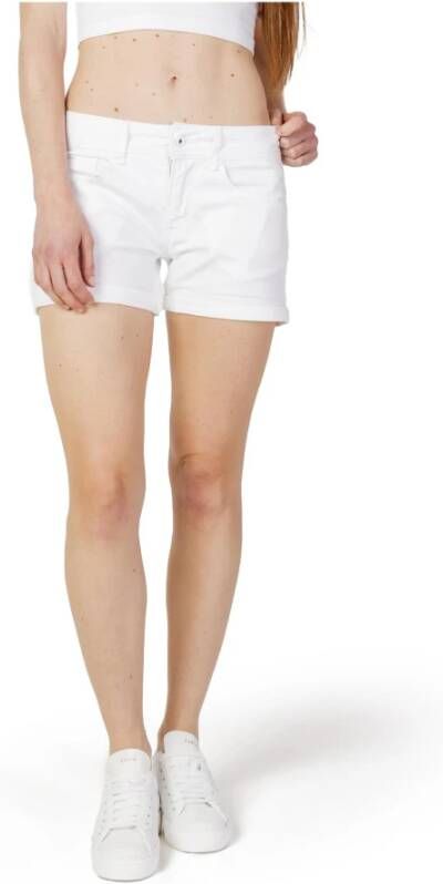Pepe Jeans Witte Shorts met Rits en Knopen voor Vrouwen White Dames