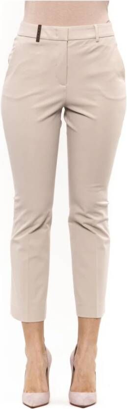 PESERICO Beige Katoenen Slim Fit Broek Beige Dames
