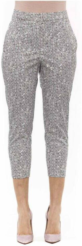 PESERICO Chique Witte Enkellange Broek met Print White Dames