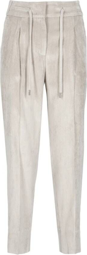 PESERICO Ivoor Ribbroek met Elastische Taille Beige Dames