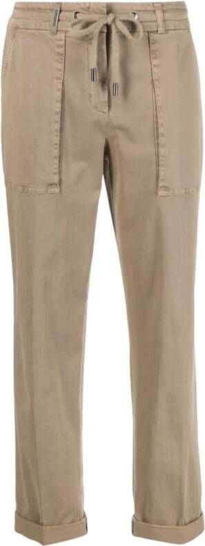 PESERICO Leather Trousers Beige Dames