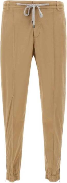 PESERICO Leather Trousers Beige Heren