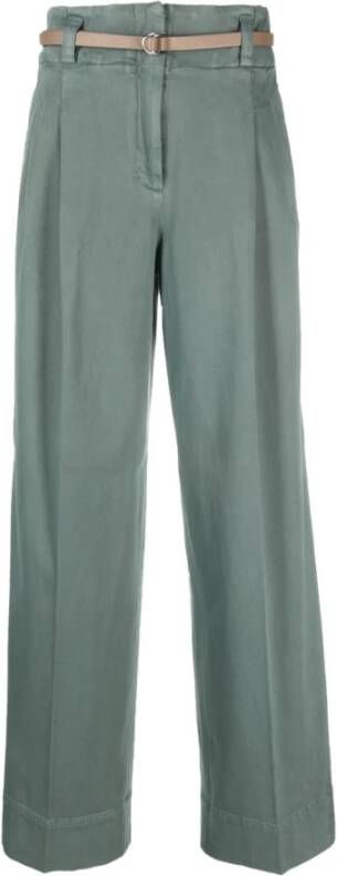 PESERICO Leather Trousers Groen Dames