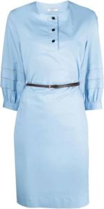 PESERICO Pleated-sleeve midi dress Blauw Dames