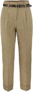PESERICO Pure linen trousers with lurex micro details Beige Dames