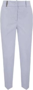 PESERICO Stretch Cotton Trousers Blauw Dames